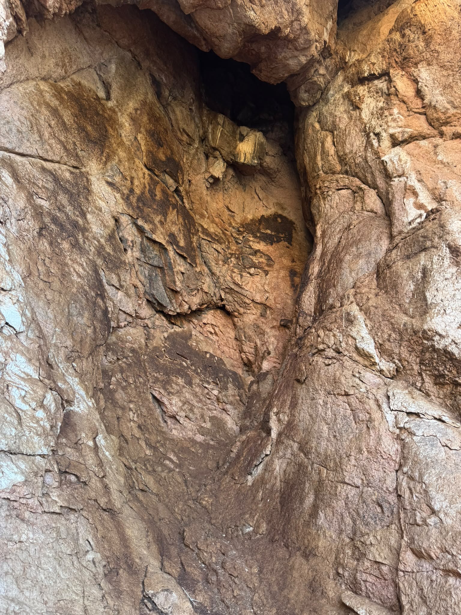 The weathered stone of the ancestral cave