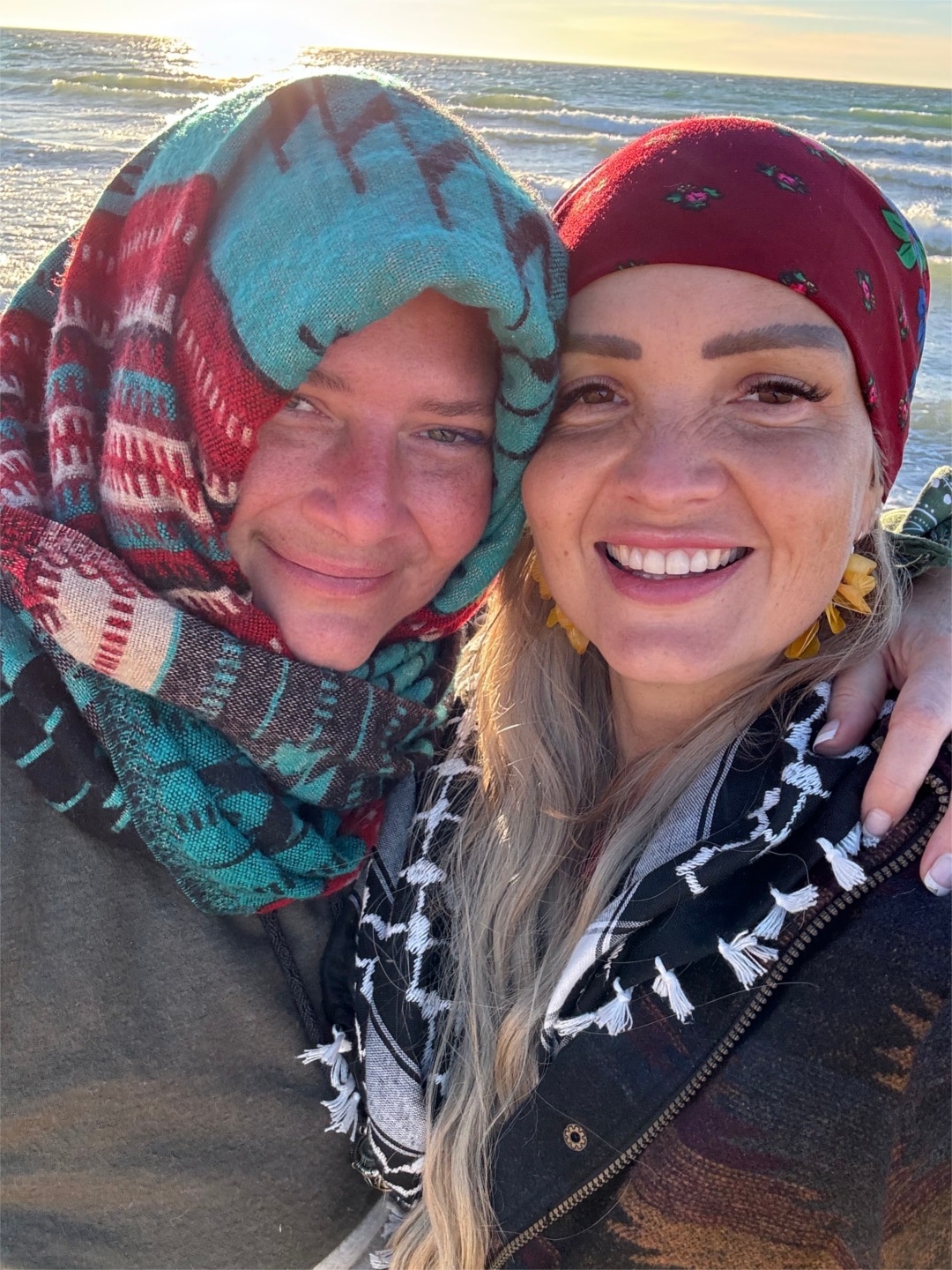 Together at sunrise on the coast